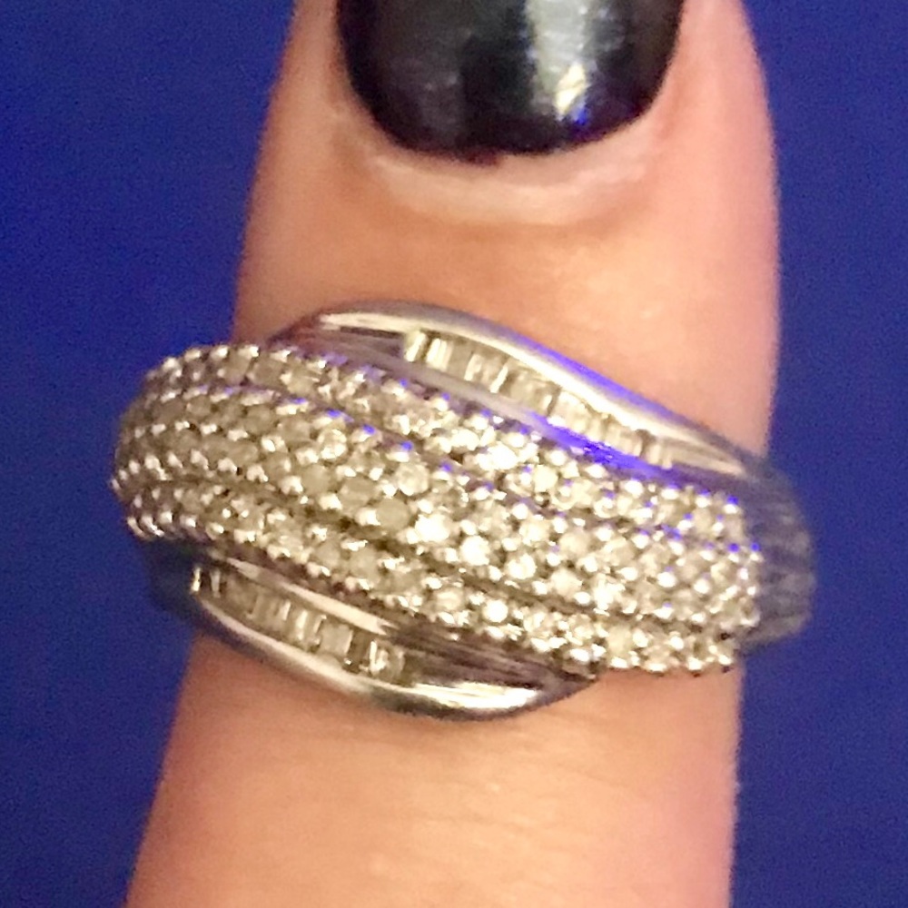 Sterling silver diamond cluster ring